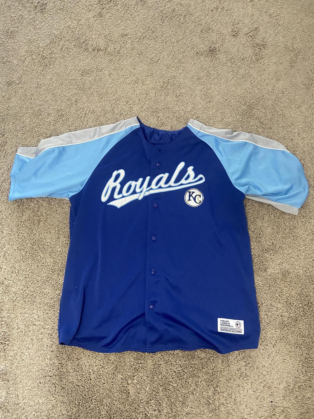 Kansas City Royals Jersey Mens XL Royal Blue MLB Baseball Dynasty Button Front